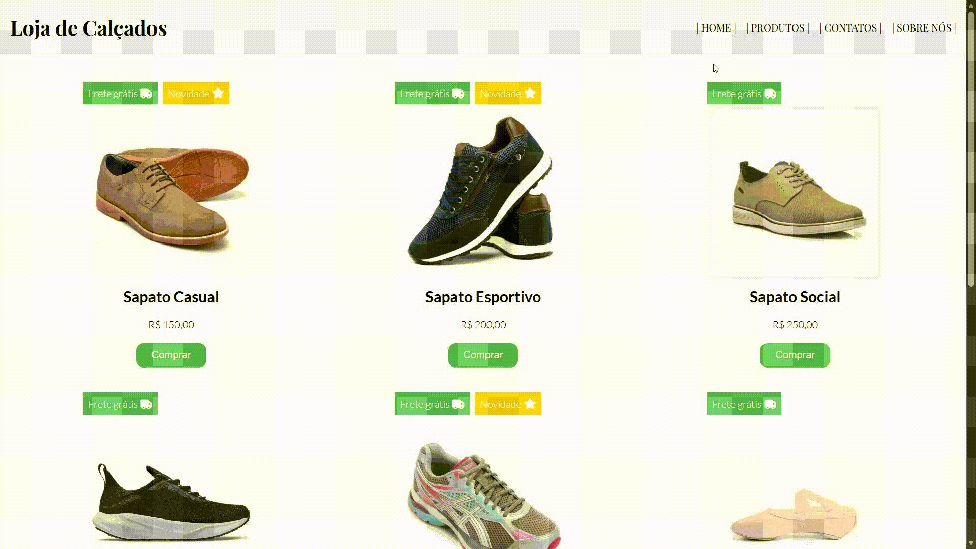 Tela de um site responsivo